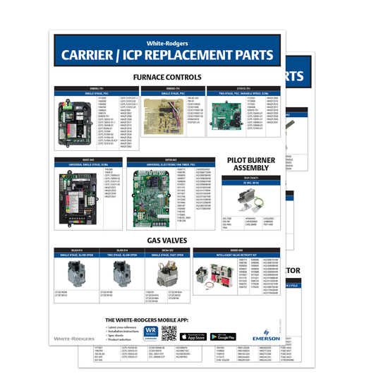 Carrier/ICP Replacement Parts Counter Ref. Card